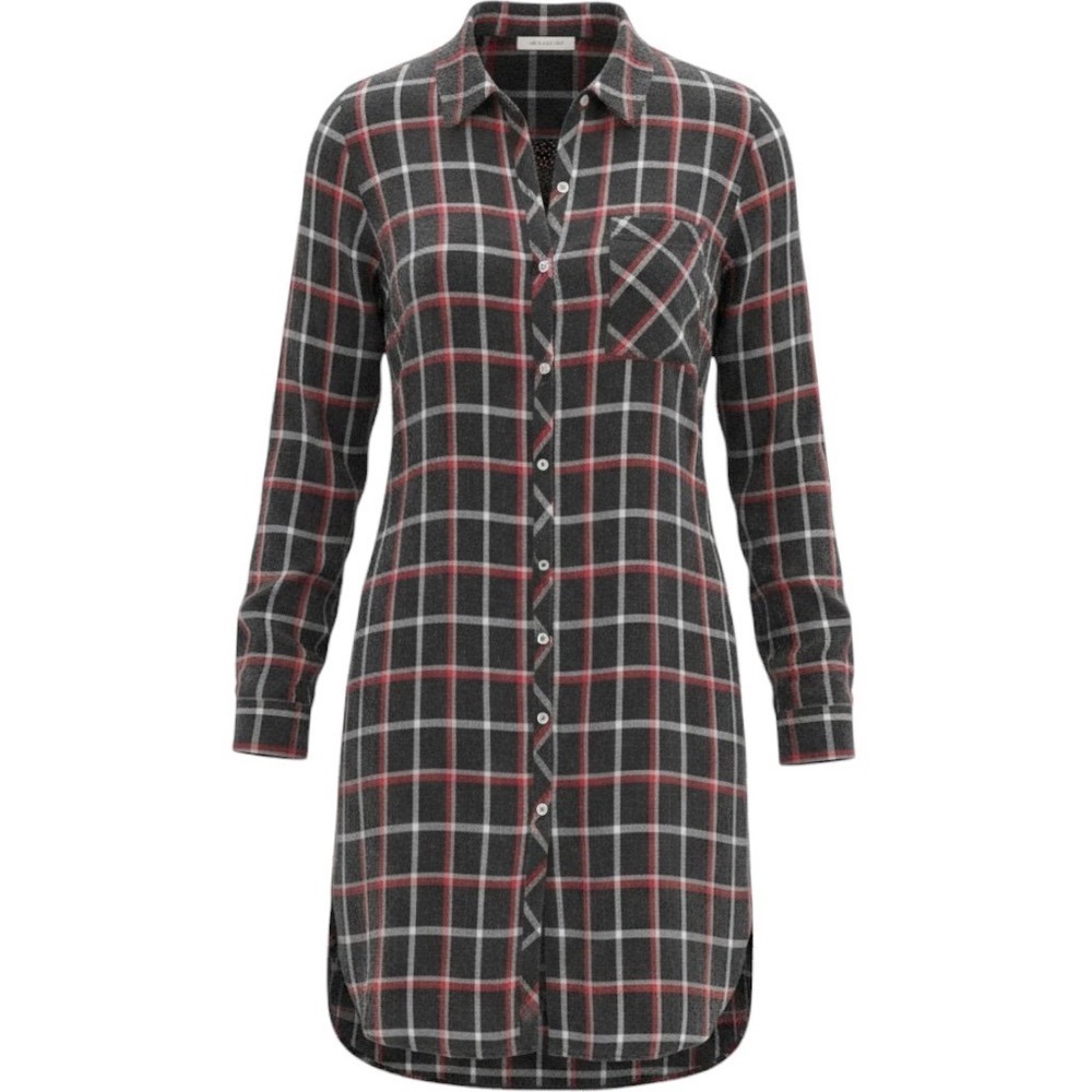 J. Jill Womens Black Red Plaid Flannel Button Down Shirt Dress Size M Cotton